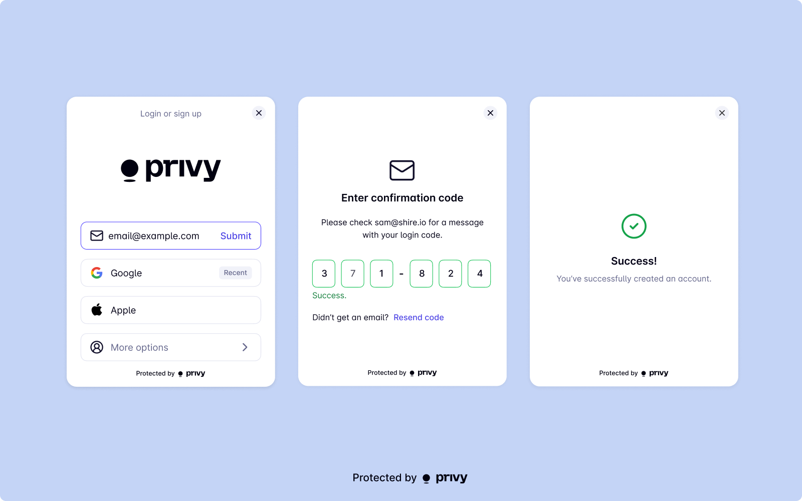 Example privy login flow